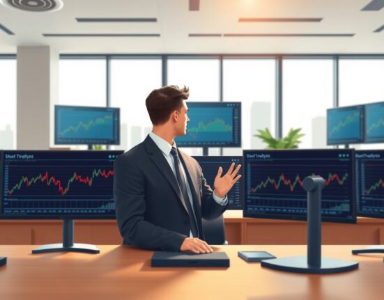 Financial analyst reviewing USD economic data charts showing PPI and sentiment indicators