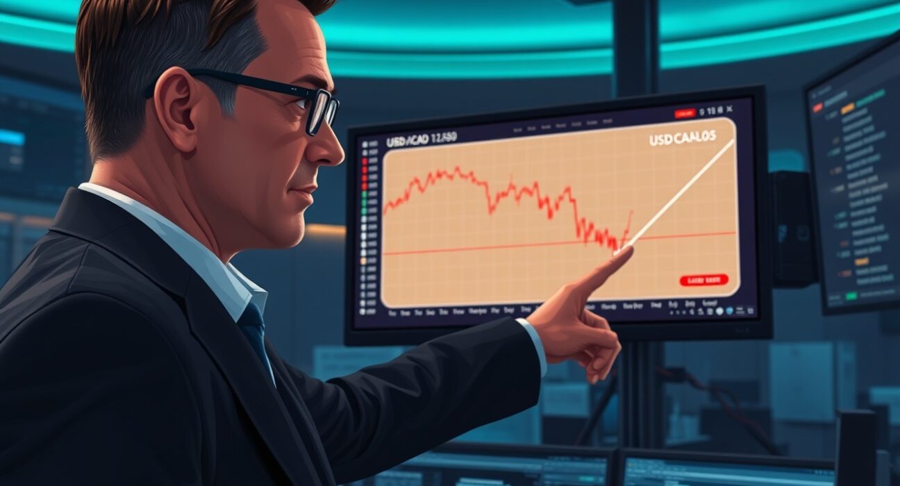USD/CAD bearish momentum chart analysis with Scotiabank targeting March lows in forex trading