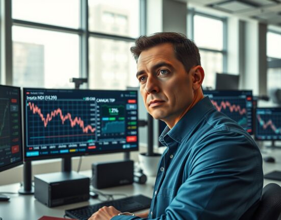 Trader analyzing USD/CAD forex charts and Canada inflation data ahead of Bank of Canada rate decision