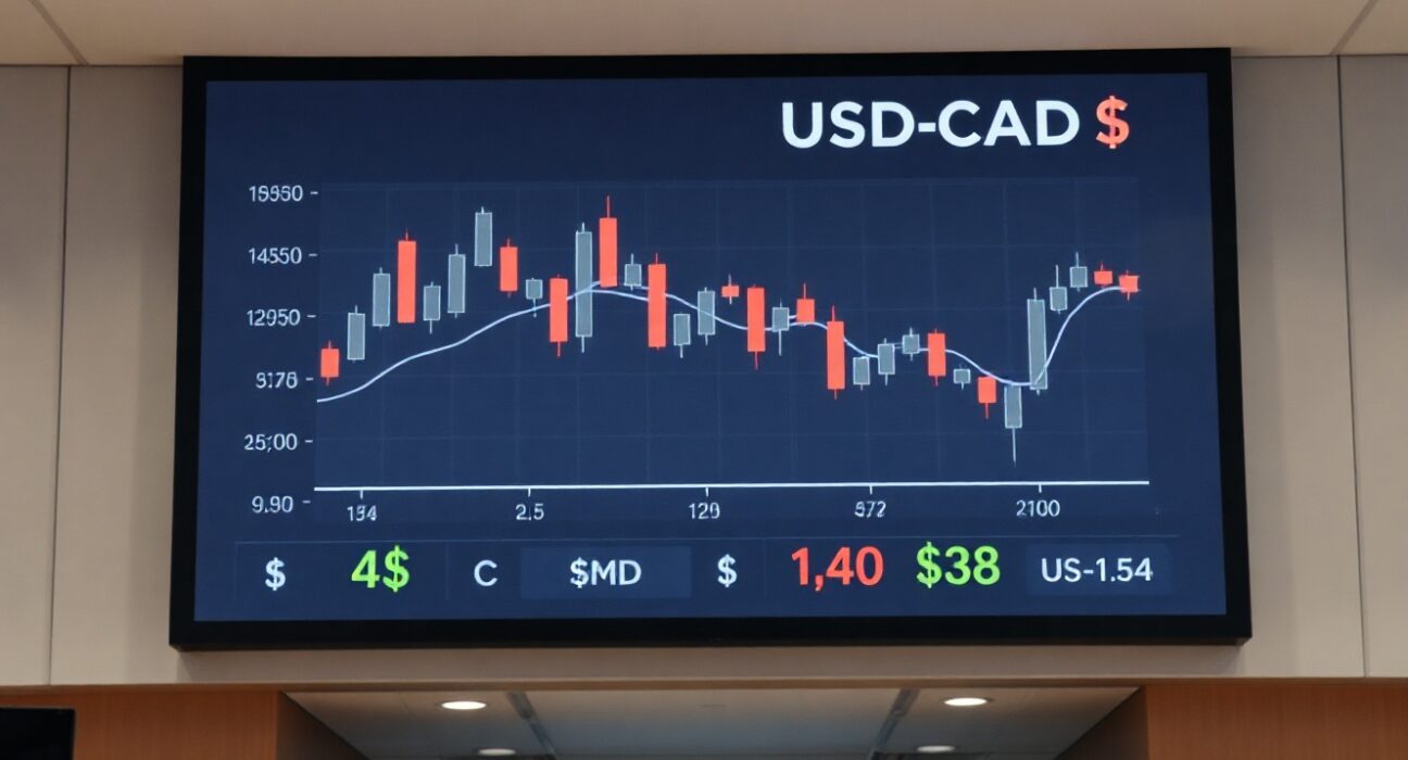 USD/CAD currency chart showing bearish trend below 1.4000 on a trading screen