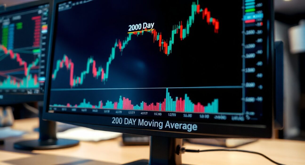 USD/CAD chart showing bearish pressure toward the 200-day moving average