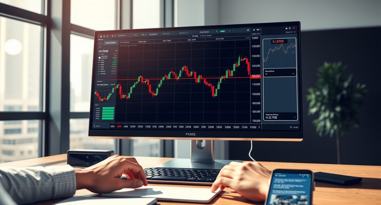 Professional trading desk analyzing the USD/CAD forex pair holding at the 1.3700 level.