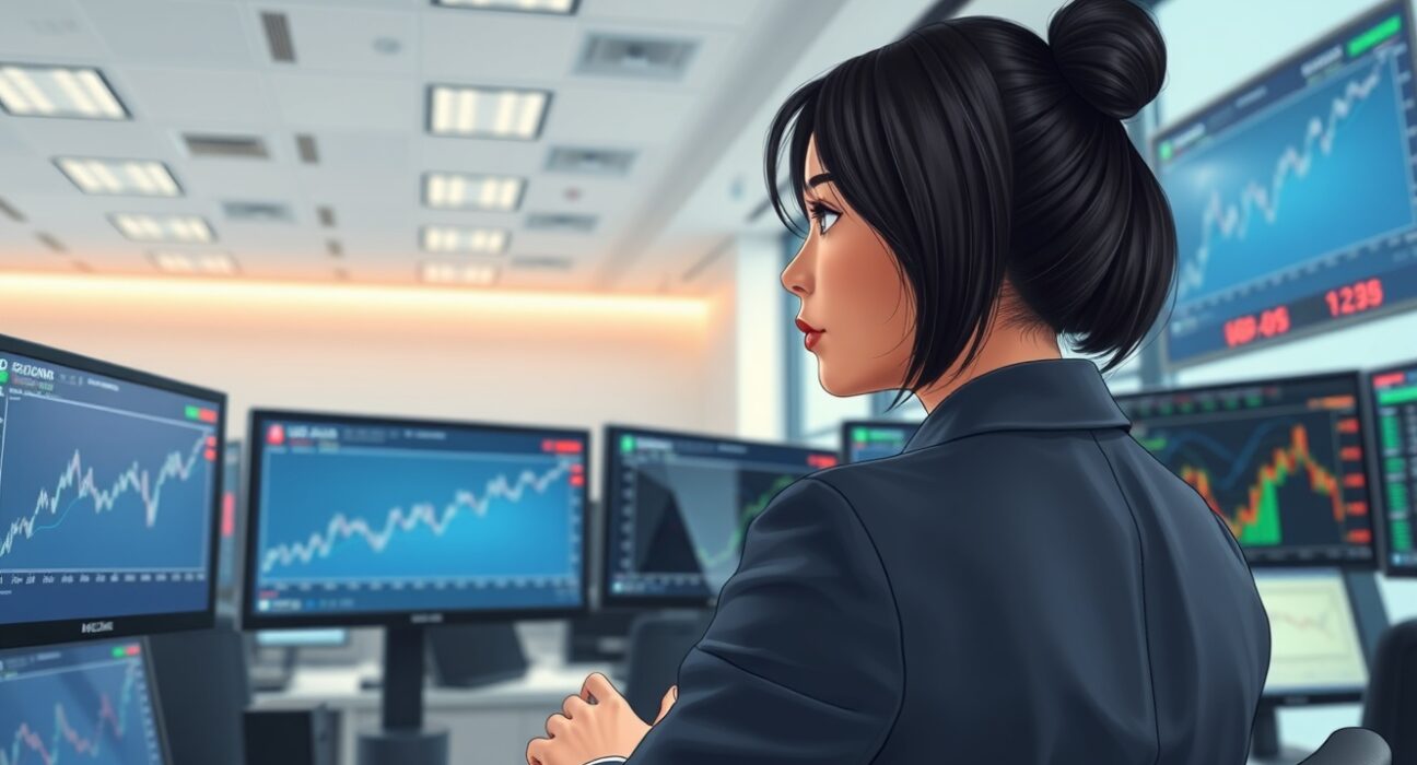 Financial analyst monitoring USD/CAD currency pair movement after US jobs data release.