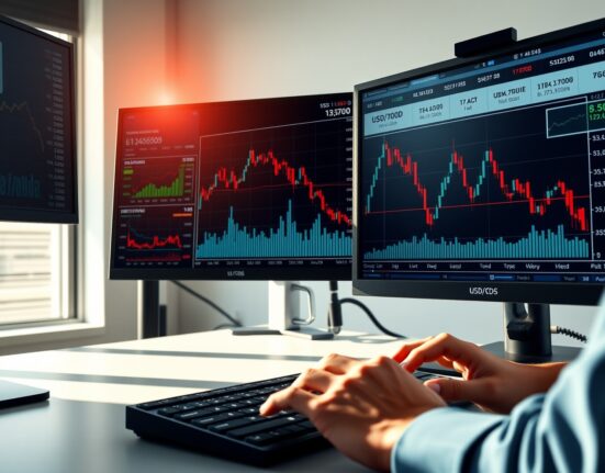 USD/CAD currency pair chart showing decline amid Iran conflict optimism affecting oil and forex markets