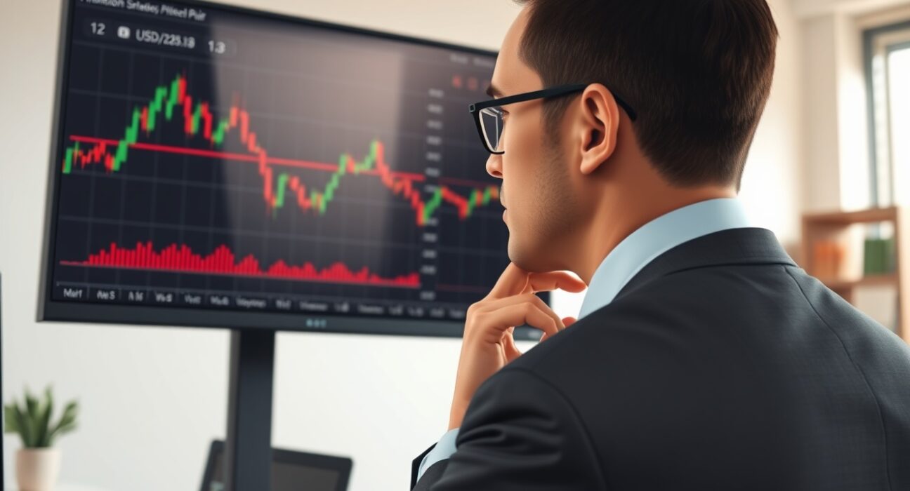 Financial analyst reviews USD/CAD chart showing overshoot risk near the 1.38 exchange rate level.