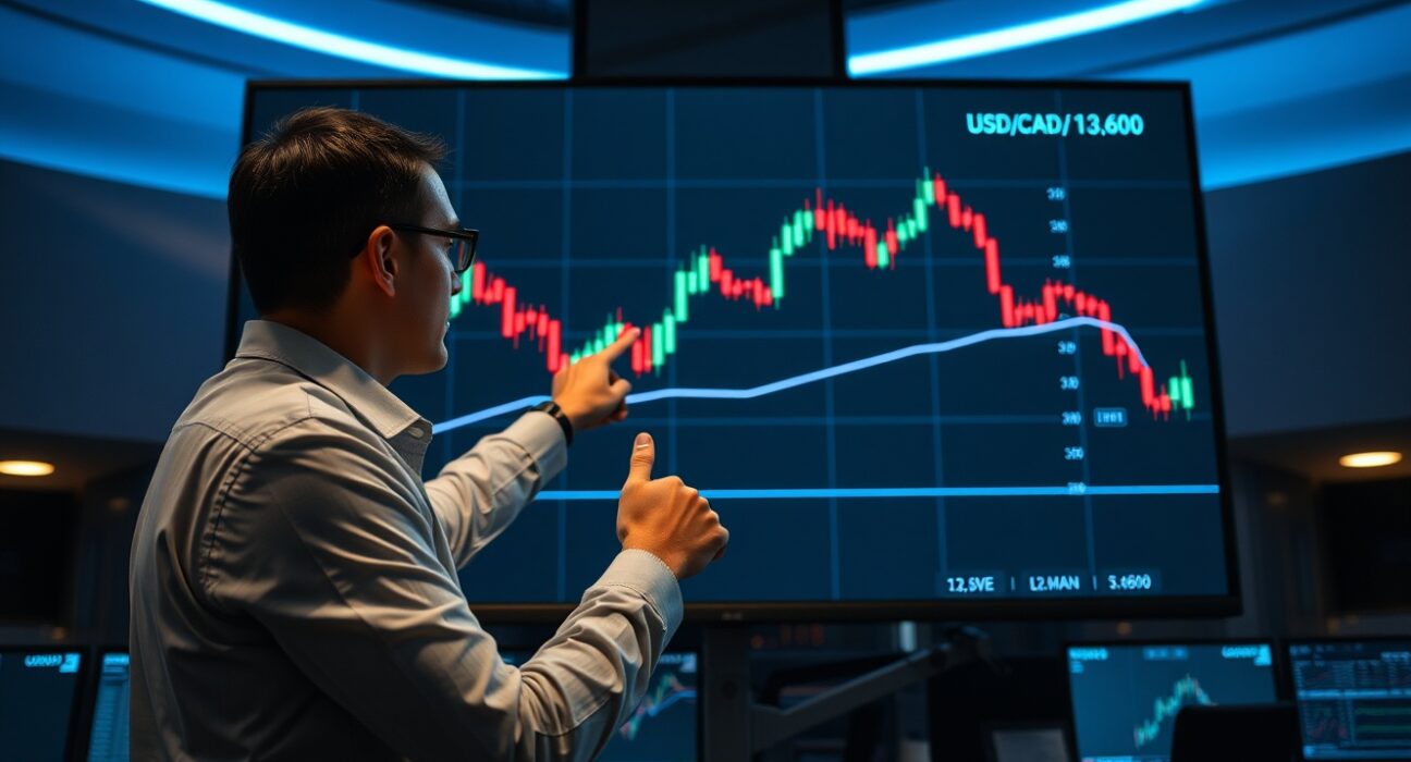 USD/CAD price forecast chart showing gains above 1.3600 with bearish technical bias on a trading screen