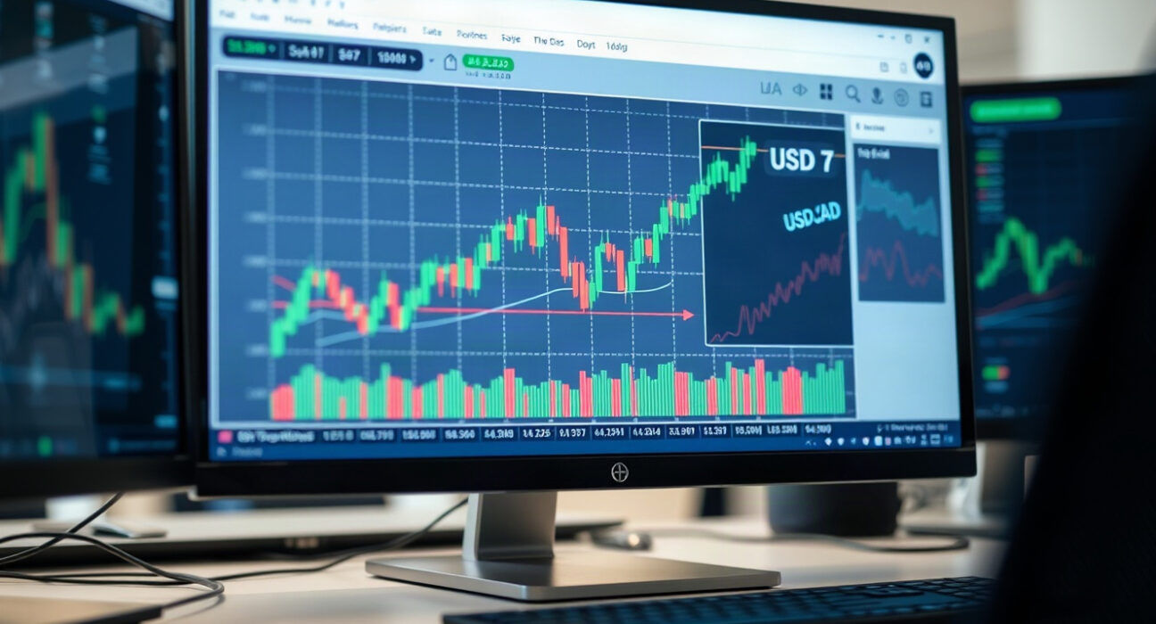 USD/CAD price chart with RSI indicator on a trading screen