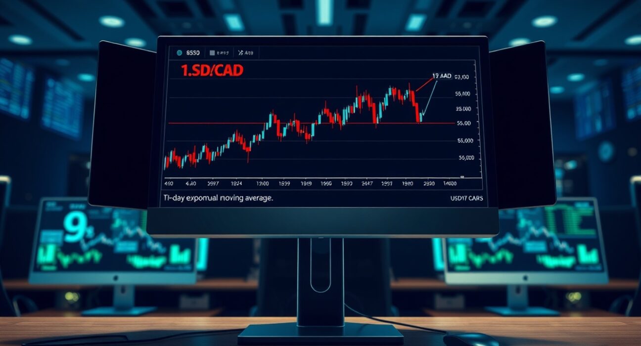 USD/CAD price chart showing the pair holding above 1.3700 and testing the nine-day EMA, indicating key technical support and resistance levels for forex traders.