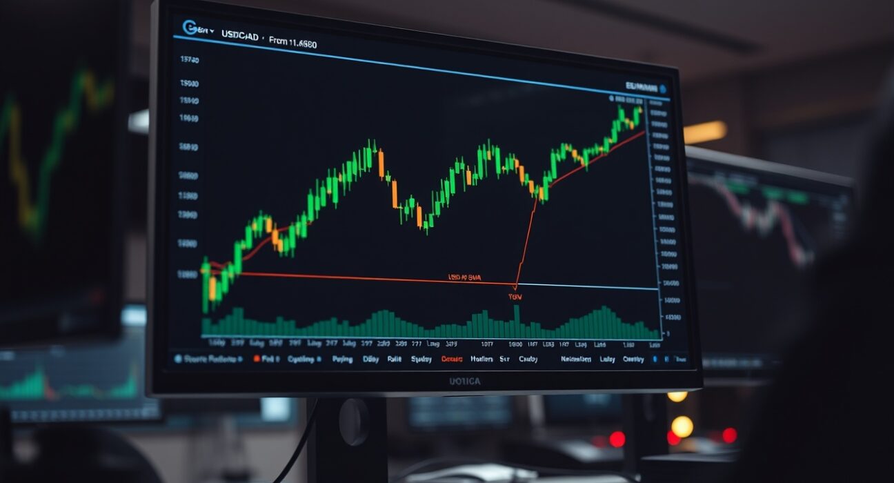 USD/CAD currency pair chart showing a rebound above 1.4050 level