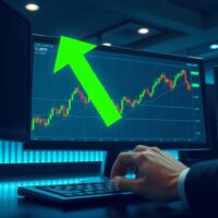 Forex trading monitors displaying USD/CAD chart with resistance level at 1.3870