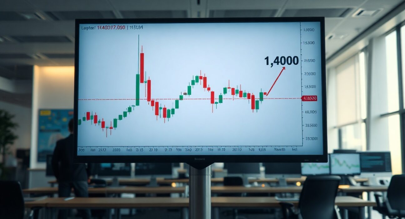 USD/CAD chart showing a triangle pattern above the 1.4000 support level
