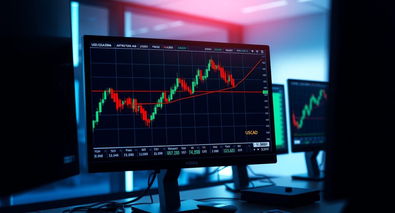 USD/CAD price chart showing vulnerability near 1.3660 with 200-hour EMA support level