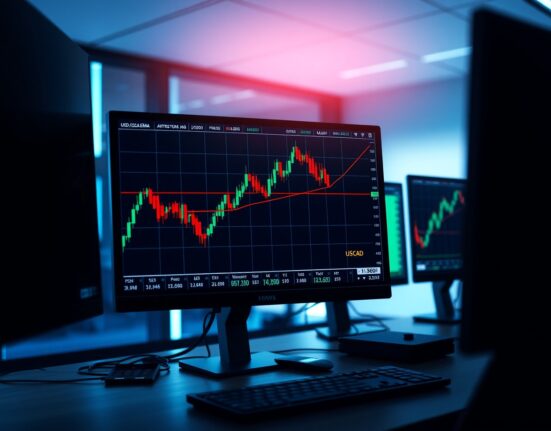 USD/CAD price chart showing vulnerability near 1.3660 with 200-hour EMA support level