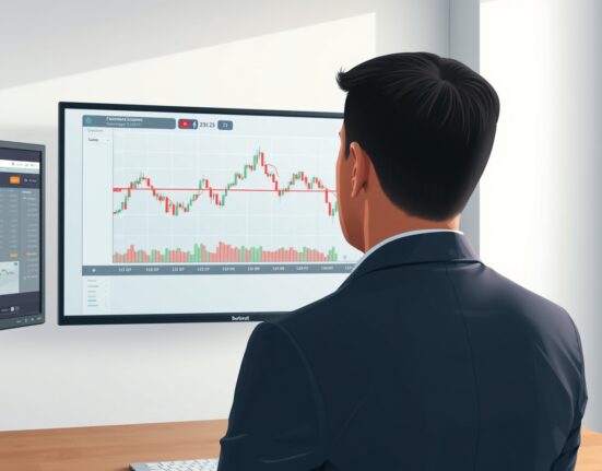 Financial analyst reviewing USD/CAD chart showing key range resistance levels.