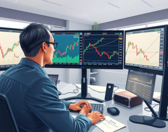 Financial analyst reviewing USD/CAD technical charts and Scotiabank forecast data on trading monitors.