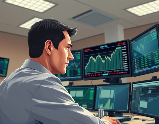 Trader analyzes USD/CAD forex chart showing rebound after weak Canadian retail sales data.