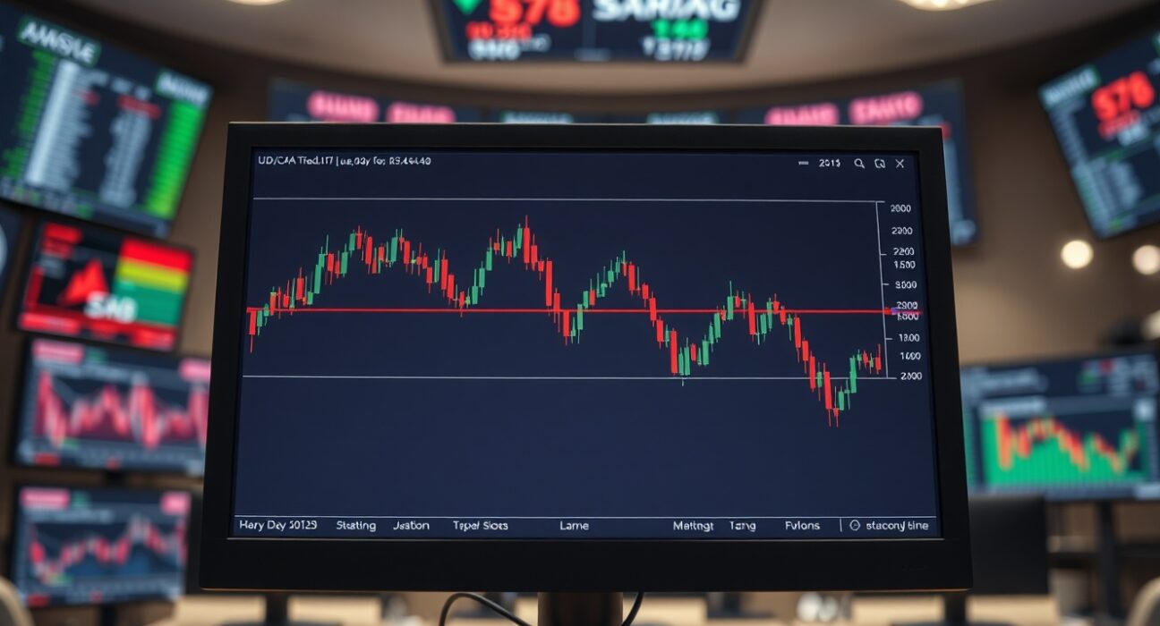 USD/CAD forex chart showing price action near key support level