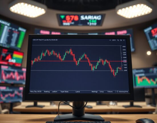 USD/CAD forex chart showing price action near key support level