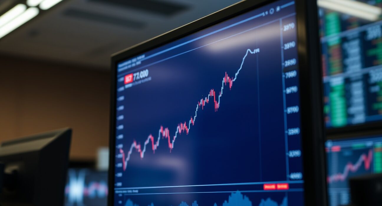 Close-up of a USD/CHF forex chart showing price holding above 0.7800 on a trading monitor
