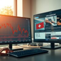 USD/CHF currency chart showing decline amid US job market data and geopolitical news