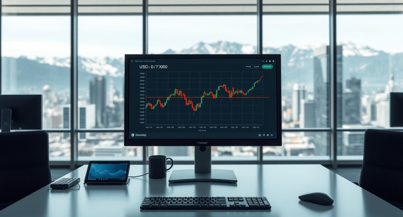 USD/CHF currency pair chart analysis on a professional trading terminal in Zurich.