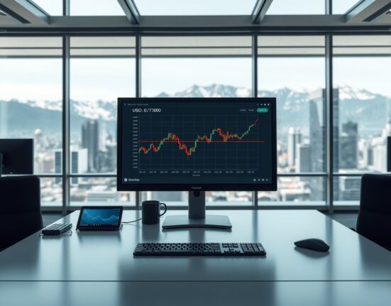 USD/CHF currency pair chart analysis on a professional trading terminal in Zurich.