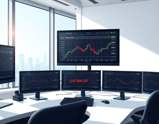 USD/CHF forex analysis on trading terminal showing price action at 0.7800 level