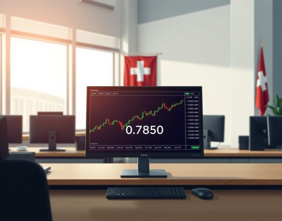 Forex trading desk analyzing the USD/CHF pair ahead of the Federal Reserve interest rate announcement.