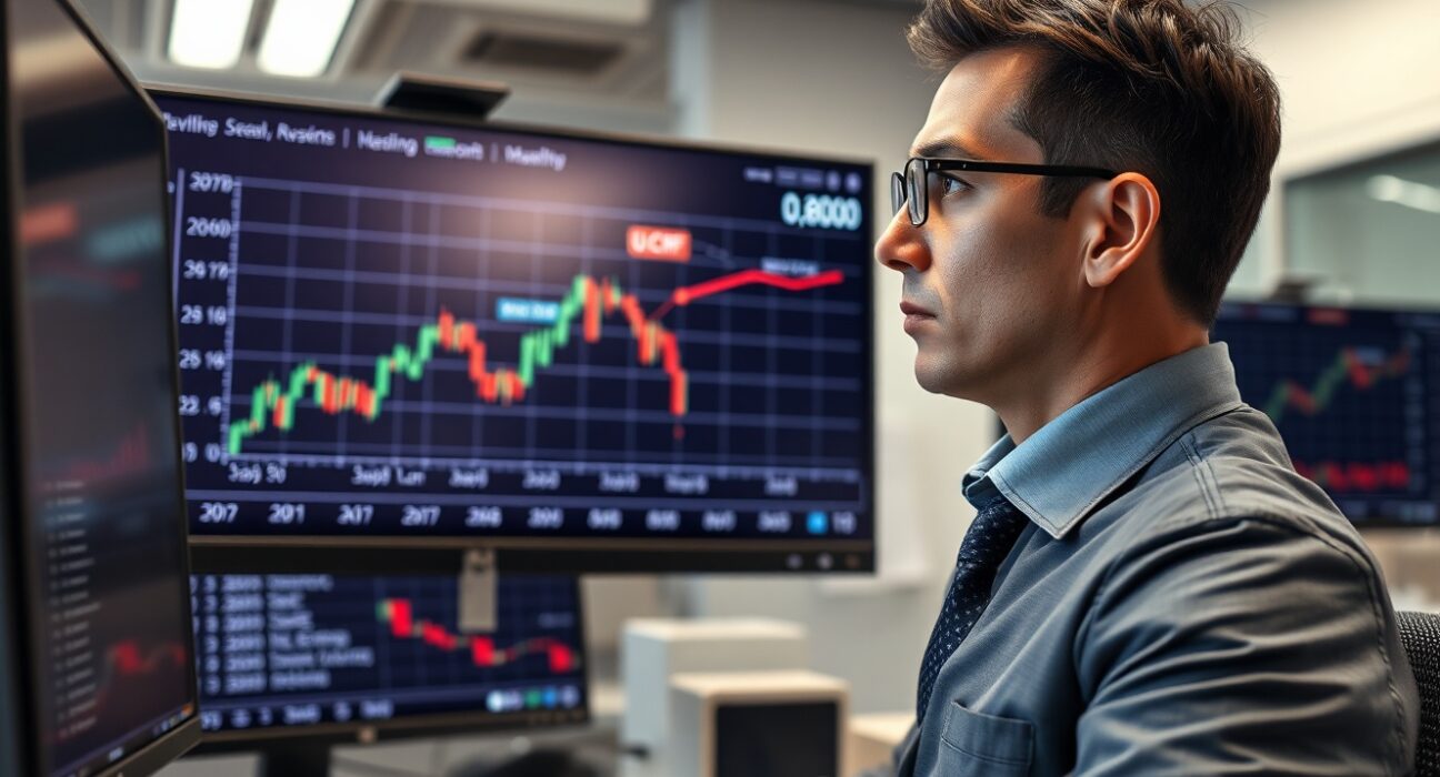 Financial analyst reviews USD/CHF forex chart showing the US Dollar's surge to 0.8000.