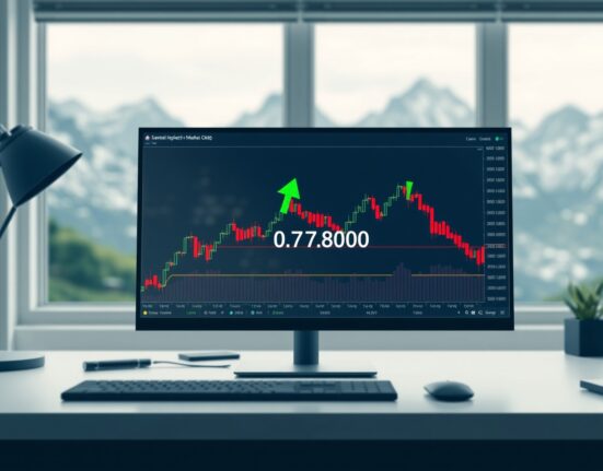 USD/CHF price forecast chart showing the pair hovering near 0.7800 support level with bearish momentum fading