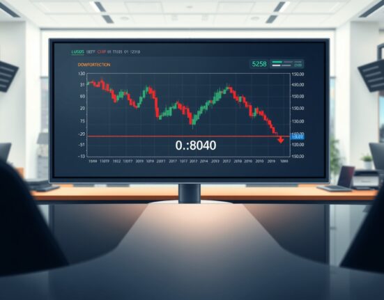 Financial chart showing USD/CHF correction with support level at 0.8040