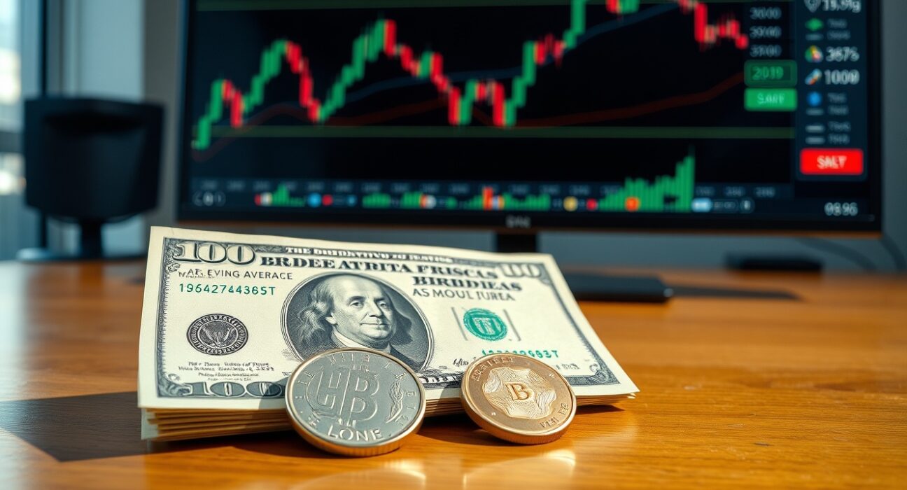 USD/CHF price forecast: US Dollar banknote and Swiss Franc coin near a trading chart showing the 100-day SMA resistance level.