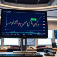 USD/CHF candlestick chart on a trading monitor showing price near 0.7800 level