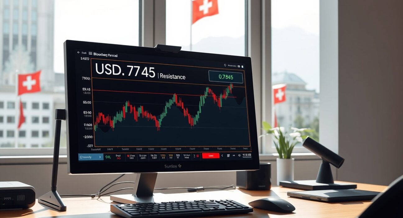 USD/CHF technical analysis on trading terminal showing key resistance at 0.7845 level
