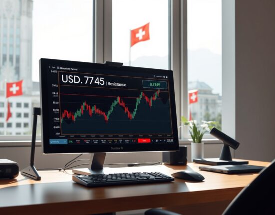 USD/CHF technical analysis on trading terminal showing key resistance at 0.7845 level