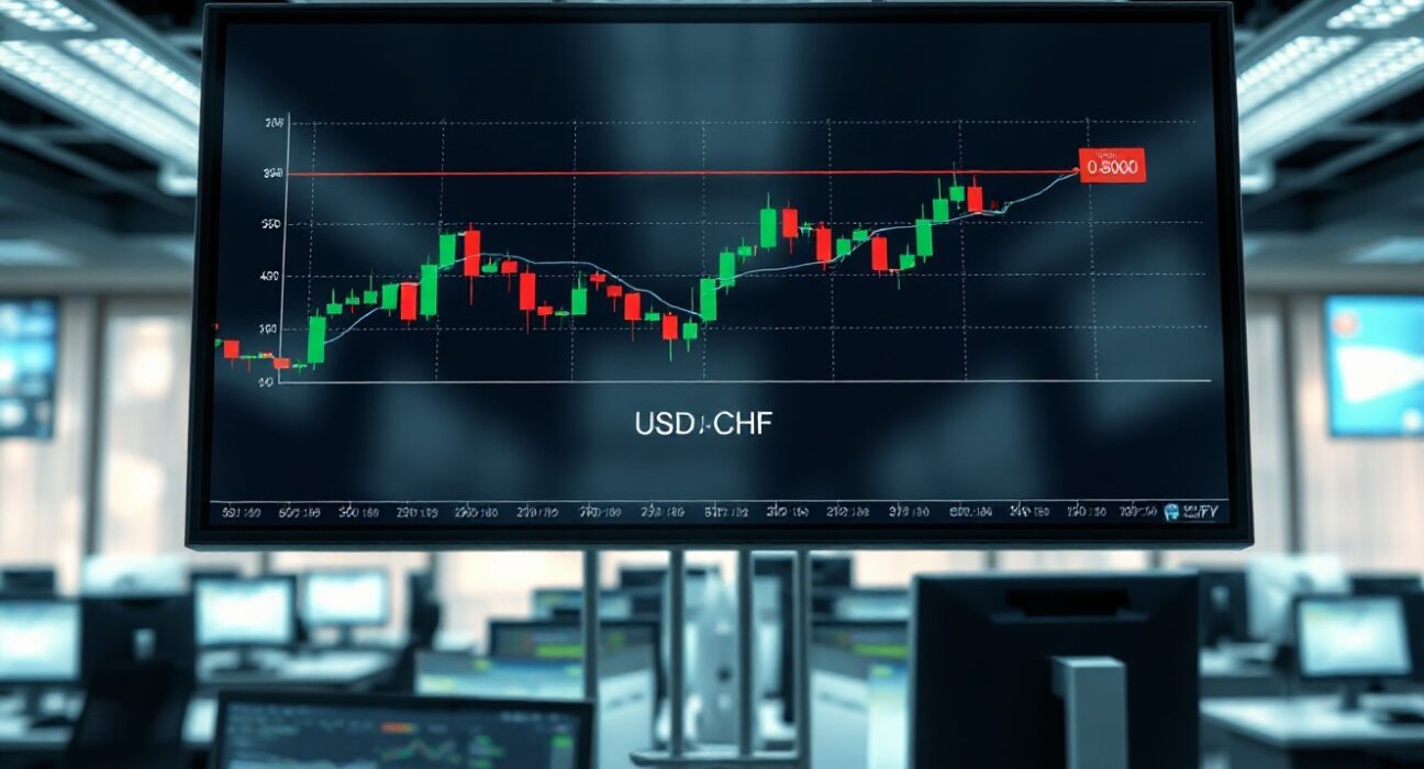 USD/CHF forex chart approaching the 0.8000 level on a trading screen