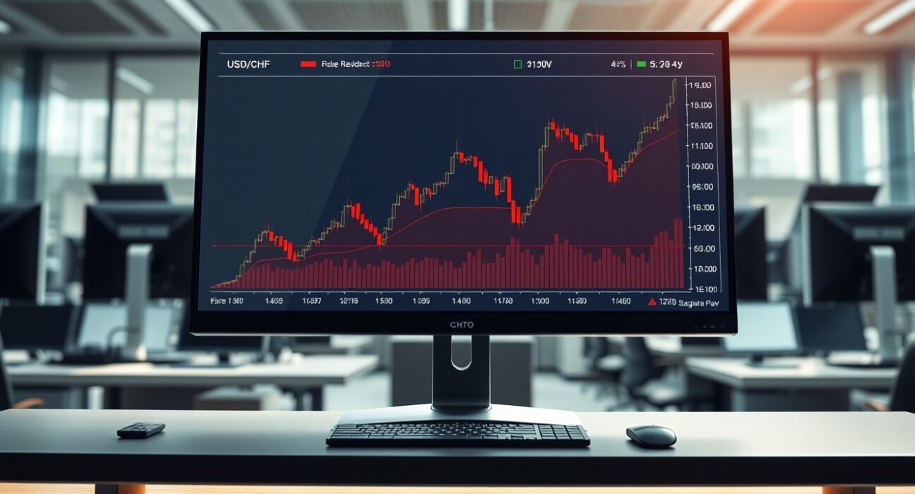 USD/CHF forex trading chart showing upward movement after Federal Reserve interest rate decision
