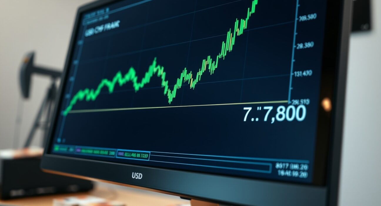 USD/CHF forex chart showing a rally above 0.7800, representing Swiss Franc strength amid market