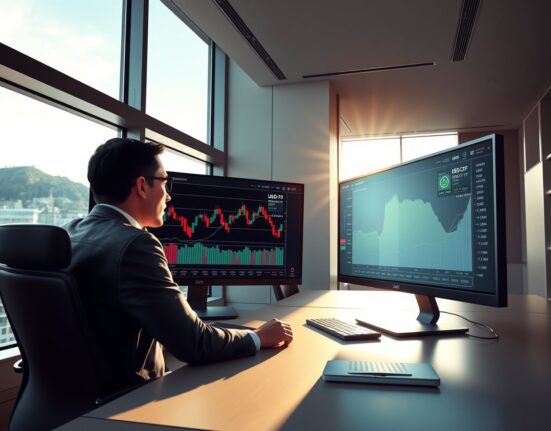 Trader analyzing USD/CHF forex pair amid Swiss National Bank intervention concerns