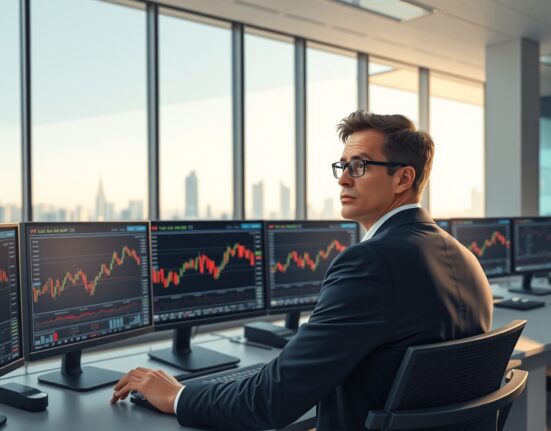 Trader analyzing USD/CHF exchange rate charts amid SNB intervention concerns in 2025 forex markets