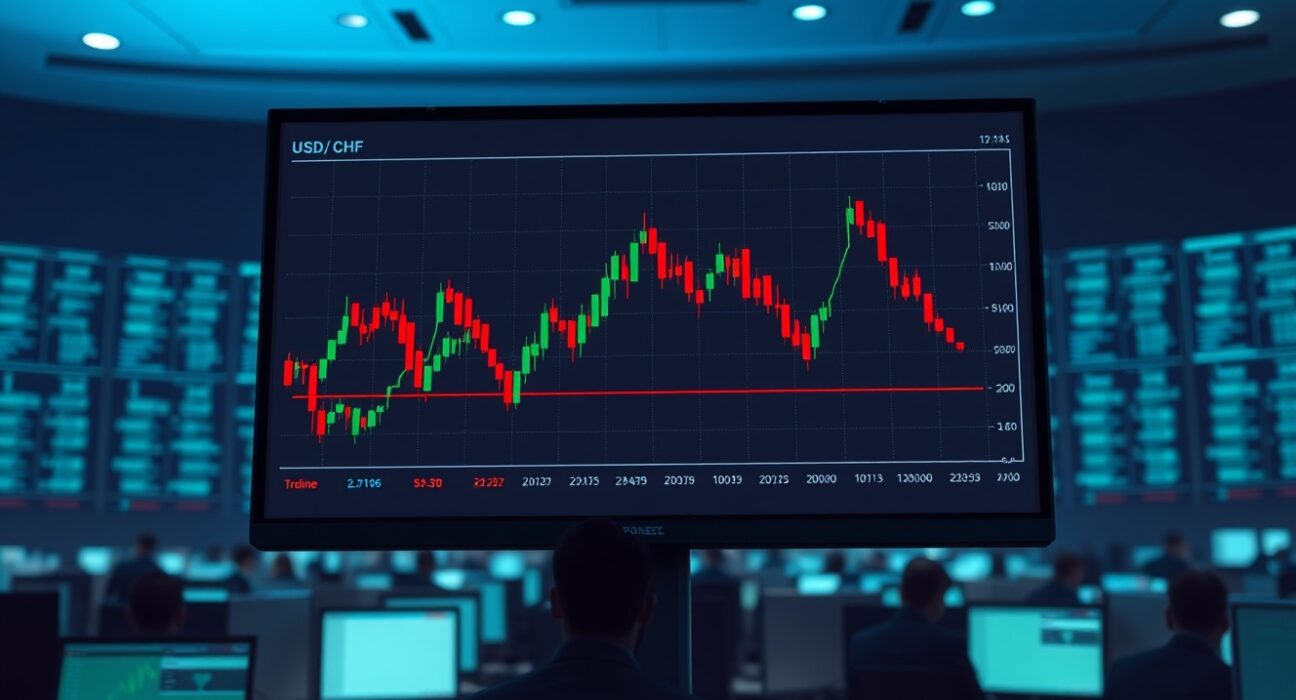 USD/CHF currency chart on trading screen after SNB Schlegel comments