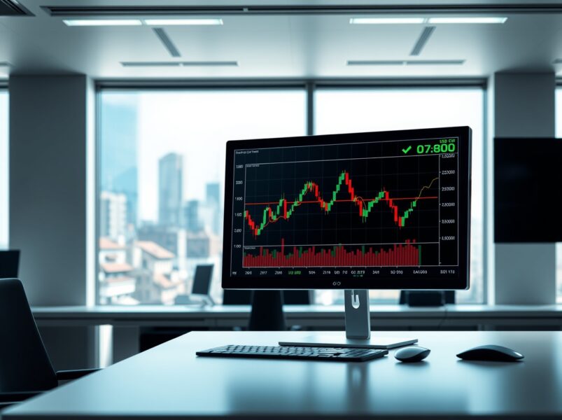 USD/CHF forex analysis showing the currency pair trading above the 0.7800 level on a financial monitor.
