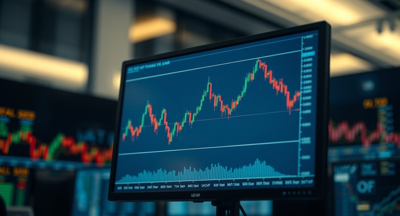 Professional trading monitor displaying a USD/CHF candlestick chart with a tweezer top pattern near the 0.8100 level.