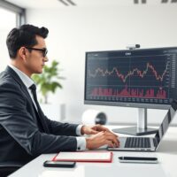 Financial analyst examines USD/CNH currency charts showing upward movement trends in trading