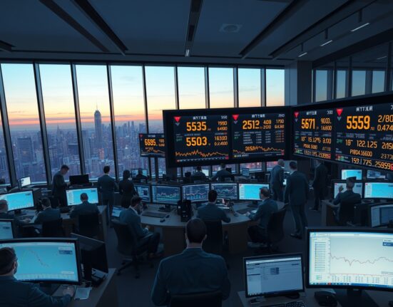 Financial traders analyzing USD dominance and global currency weakness on trading floor displays