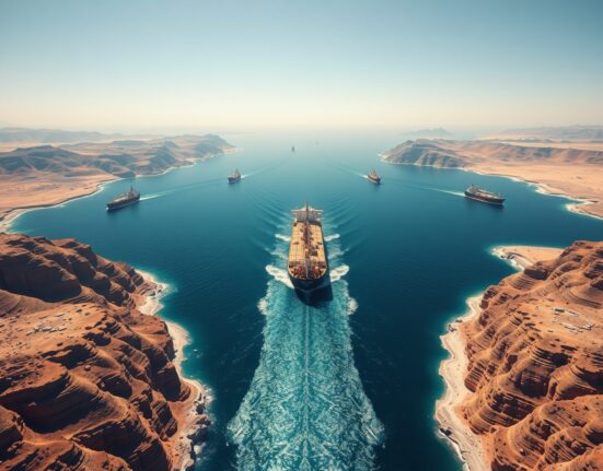 Oil tankers navigating the strategic Strait of Hormuz amid geopolitical tensions affecting USD/INR currency markets.
