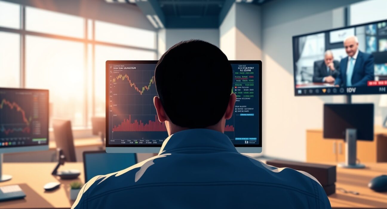 Forex trading desk showing USD/INR rate decline during US-Iran diplomatic negotiations