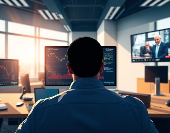 Forex trading desk showing USD/INR rate decline during US-Iran diplomatic negotiations