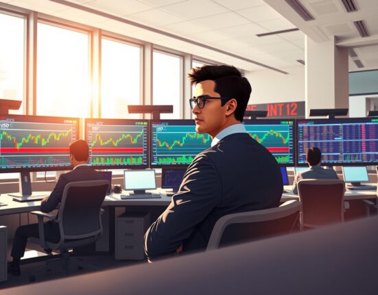 Forex trader analyzing USD/INR exchange rate charts during market movements influenced by US-Iran diplomatic developments