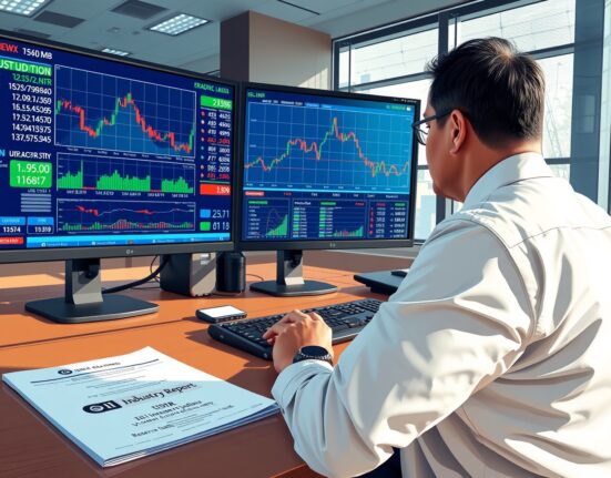 Trader analyzing USD/INR exchange rate after RBI restricts oil refiners from spot dollar purchases